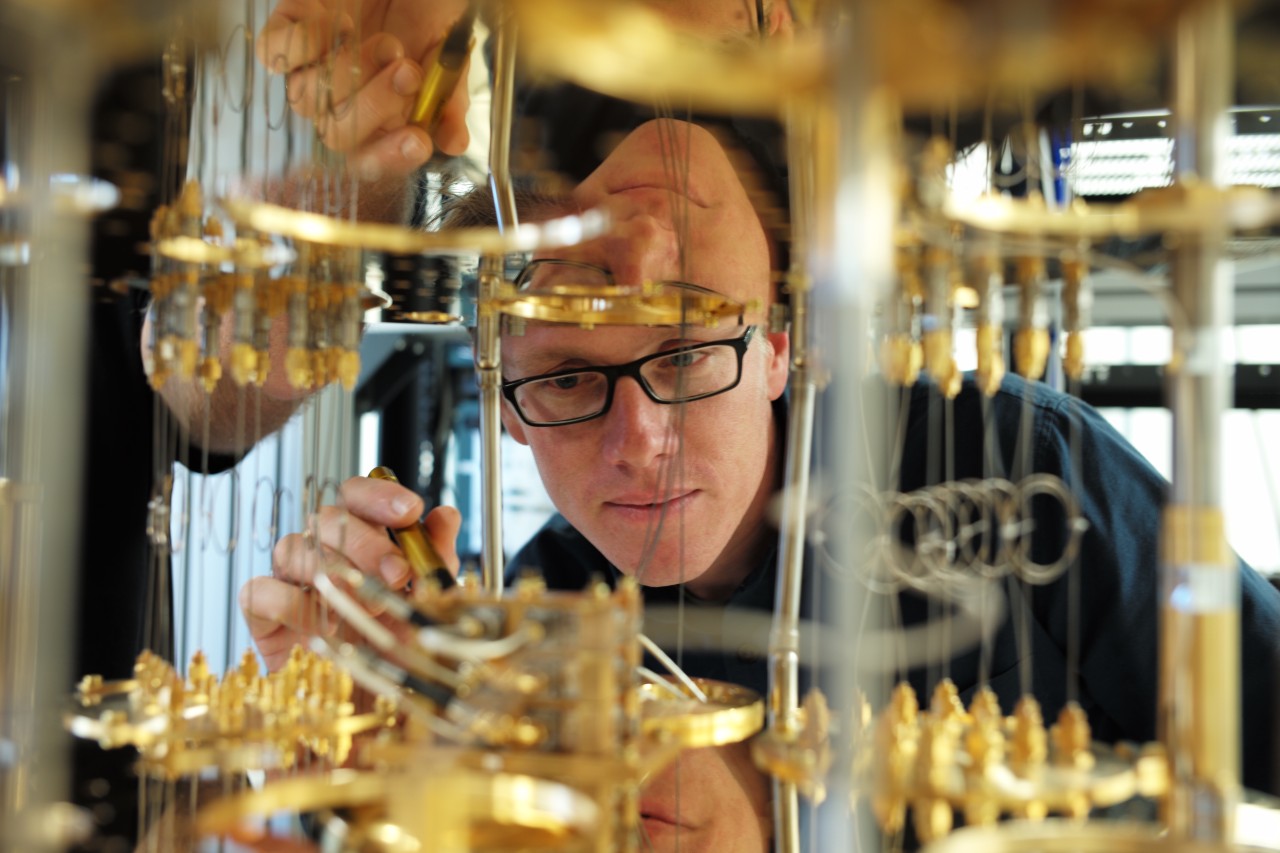 Stefan Filipp working on a quantum computer.