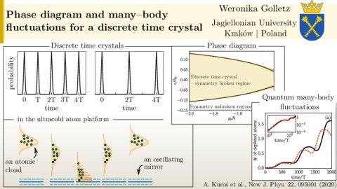 Phase diagram and many–body fluctuations for a discrete time crystal