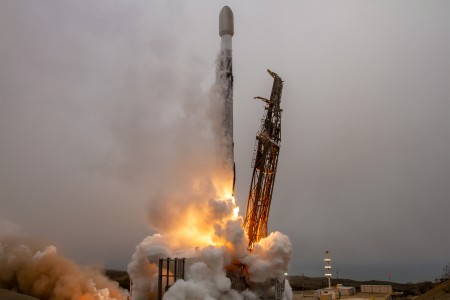 Rocket being launched into space. 