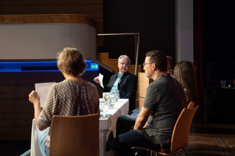 MCQST 2025 - Quantum Stammtisch - Simone Warzel (TUM) and Robert Raussendorf (Leibniz University) with Sophia Economou (Virginia Tech), Stefan Filipp (WMI), Robert König (TUM) and Thomas Monz (AQT & Univ. of Innsbruck)