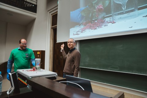 Freezing roses with liquid nitrogen
