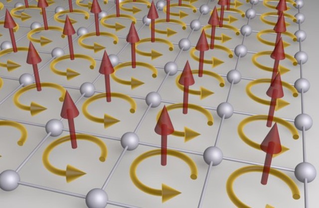 llustration of the cyclotron orbits of atoms exposed to extremely strong effective magnetic fields in specially engineered light crystals.