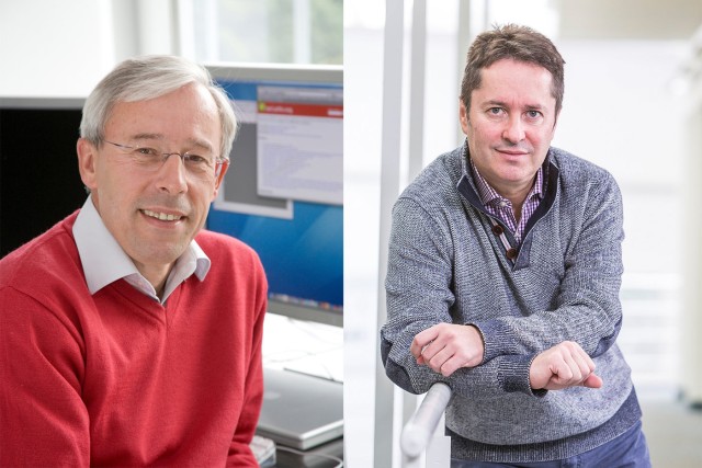 Profile pictures side-by-side of quantum pioneers Peter Zoller and Ignacio Cirac.