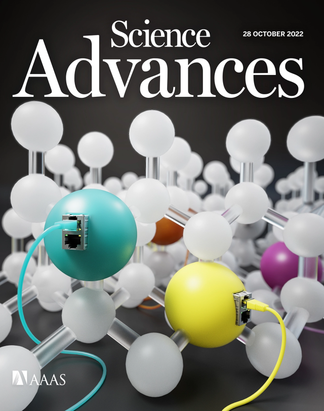 Model of different atoms controlled by light of a matching color.