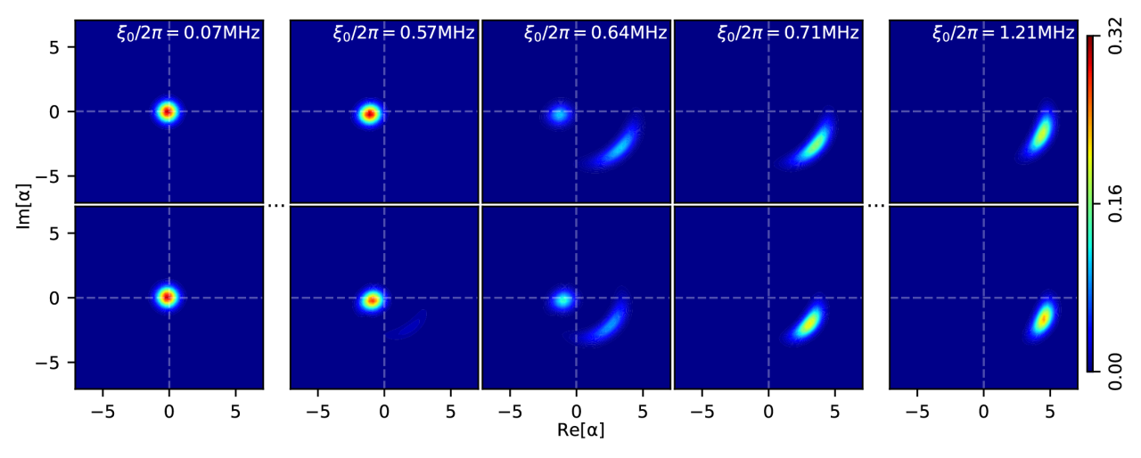 Series of graphs illustrating the Wigner function of the steady-state.